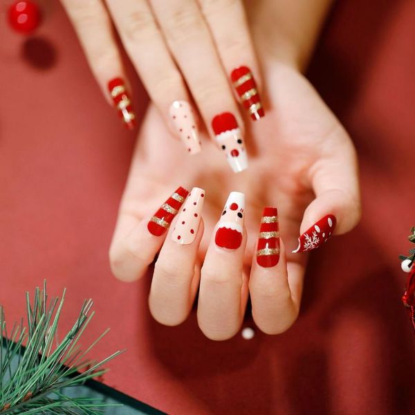 false nails 24pcs/box stiletto ballerina manicure tool full cover detachable fake nail tips coffin wearable, Red;gold
false nails 24pcs/box stiletto ballerina manicure tool full cover detachable fake nail tips coffin wearable, Red;gold
