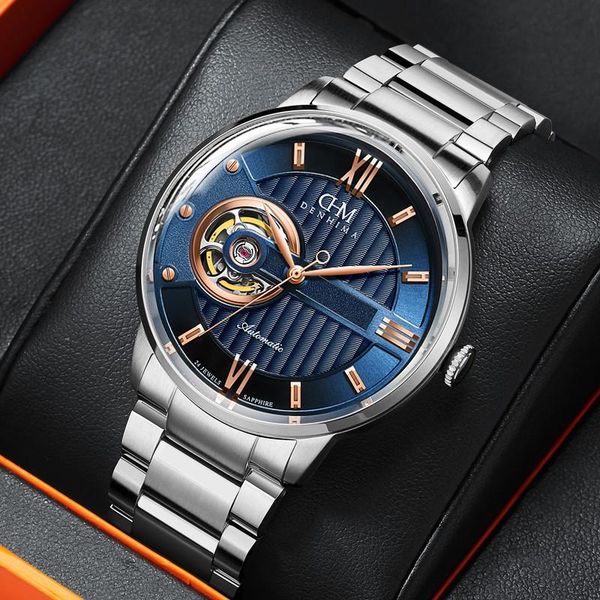 wristwatches denhima men business automatic watches stainless steel strap mechanical watch sapphire glass waterproof 50m, Slivery;brown
wristwatches denhima men business automatic watches stainless steel strap mechanical watch sapphire glass waterproof 50m, Slivery;brown