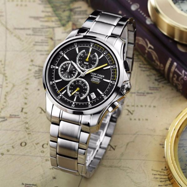 wristwatches reef tiger/rt watches casual sport with super luminous men's chronograph swatch date steel quartz rga1663, Slivery;brown
wristwatches reef tiger/rt watches casual sport with super luminous men's chronograph swatch date steel quartz rga1663, Slivery;brown