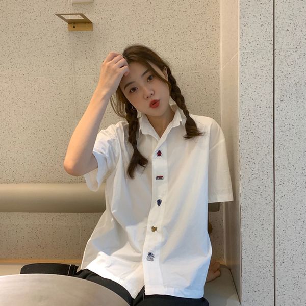 femme womens 2021 summer korean style cotton short sleeve cotton shirt women blouses (f4010), White
femme womens 2021 summer korean style cotton short sleeve cotton shirt women blouses (f4010), White