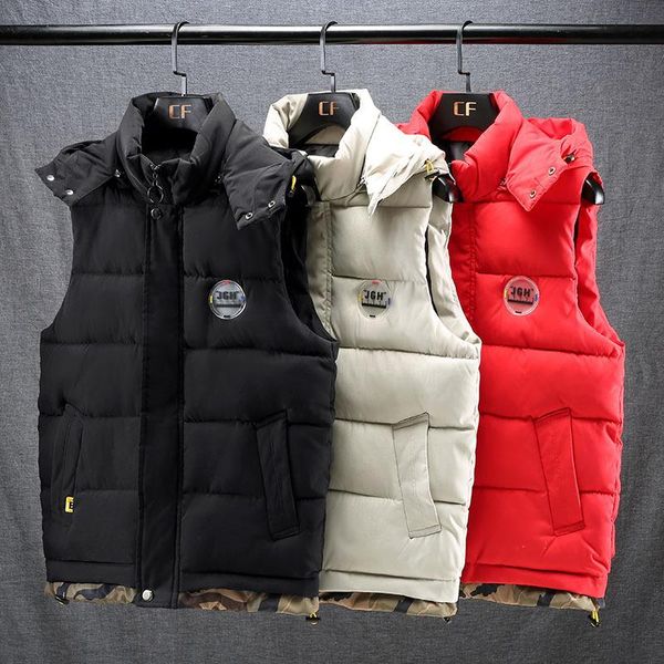 men's vests fashion men solid color hooded vest coat winter warm trendy brand casual wild coats male waistcoat, Black;white
men's vests fashion men solid color hooded vest coat winter warm trendy brand casual wild coats male waistcoat, Black;white