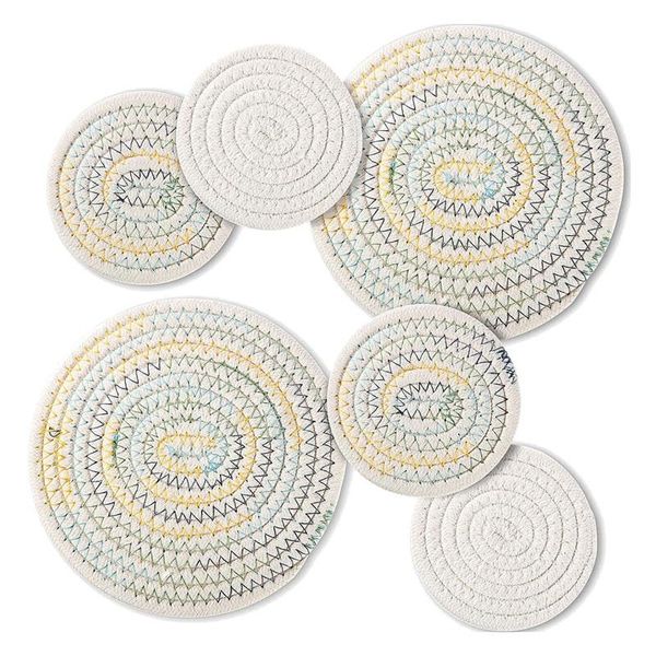 mats & pads 6 pcs potholders trivet set,4.3 7 inch cotton weave round for kitchen pot cup dishes,white colorful
mats & pads 6 pcs potholders trivet set,4.3 7 inch cotton weave round for kitchen pot cup dishes,white colorful