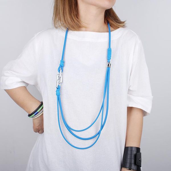 unique gothic necklace gift for mom blue color layered chains pendant female vintage jewellery body accessories, Silver
unique gothic necklace gift for mom blue color layered chains pendant female vintage jewellery body accessories, Silver