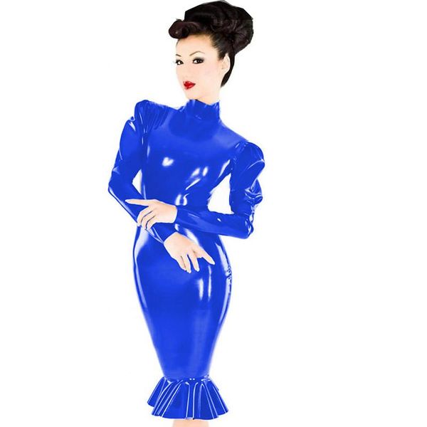 plus size dresses shiny pvc leather dress mermaid high neck long puff sleeve bodycon midi nightclub party exotic costumes, Black
plus size dresses shiny pvc leather dress mermaid high neck long puff sleeve bodycon midi nightclub party exotic costumes, Black
