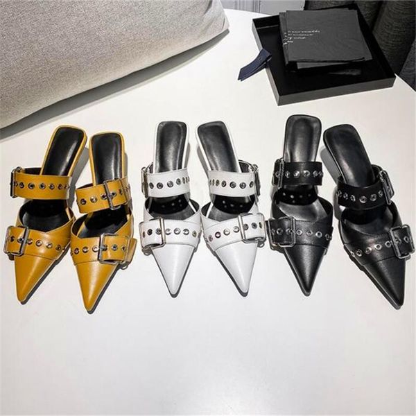 slippers s strange heel metal buckle ladies high heels rivets decorative pointed toe summer, Black
slippers s strange heel metal buckle ladies high heels rivets decorative pointed toe summer, Black