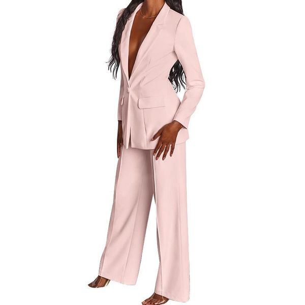 spring office ladies women's solid pantsuit casual slim blazer and wide leg pants suits set for women two piece, White
spring office ladies women's solid pantsuit casual slim blazer and wide leg pants suits set for women two piece, White