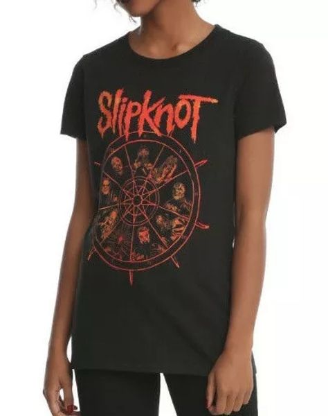 slipknot the wheel girls women's t-shirt new licensed front & back design, White;black
slipknot the wheel girls women's t-shirt new licensed front & back design, White;black