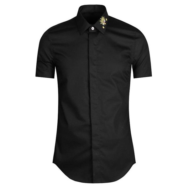 men's casual shirts 2021 luxury men classic embroidered star bee fashion cotton shirt pocket short sleeves #a40, White;black
men's casual shirts 2021 luxury men classic embroidered star bee fashion cotton shirt pocket short sleeves #a40, White;black