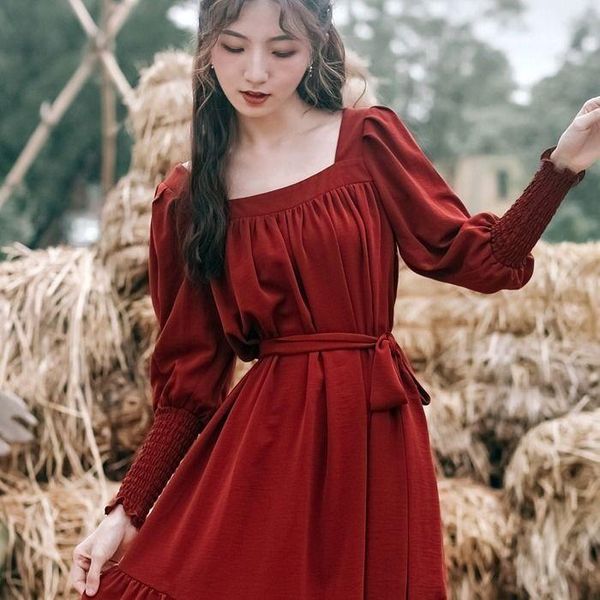 casual dresses 2021 women spring vintage square collar lace up female a-line dress puff sleeve temperament vestidos femme w361, Black;gray
casual dresses 2021 women spring vintage square collar lace up female a-line dress puff sleeve temperament vestidos femme w361, Black;gray
