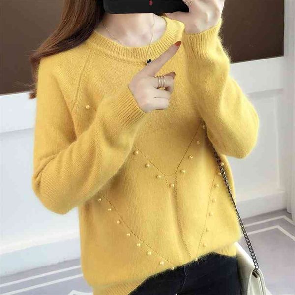 pullover women autumn and winter korean version of the loose round neck beaded sweater small fresh 210427, White;black
pullover women autumn and winter korean version of the loose round neck beaded sweater small fresh 210427, White;black