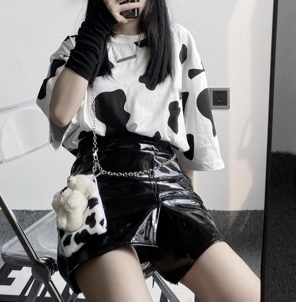 women's t-shirt oversized casual loose short sleeve woman tshirts cow print streetwear harajuku tees fashion crop, White
women's t-shirt oversized casual loose short sleeve woman tshirts cow print streetwear harajuku tees fashion crop, White