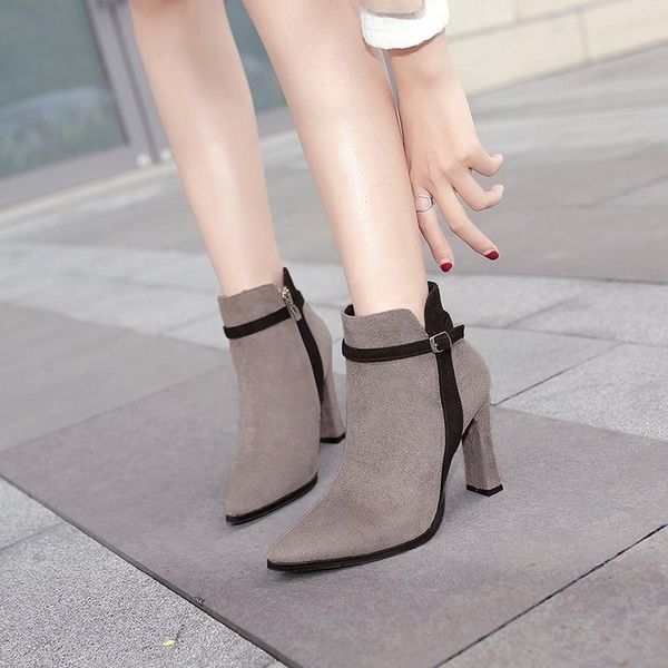 boots 2021 autumn and winter women suede pointed female short high-heeled anti-skid, Black
boots 2021 autumn and winter women suede pointed female short high-heeled anti-skid, Black