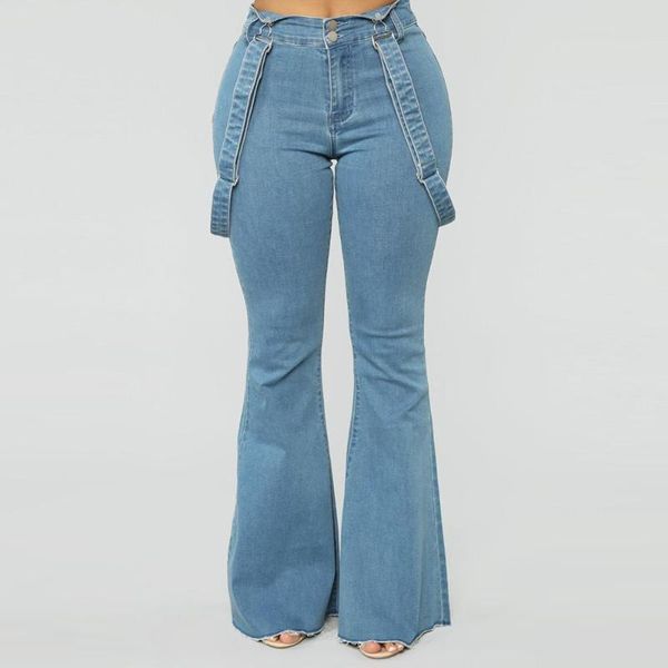 women's jeans fashion casual high waist zipper button strap pants trousers bell-bottom wide leg plus size denim a40, Blue
women's jeans fashion casual high waist zipper button strap pants trousers bell-bottom wide leg plus size denim a40, Blue