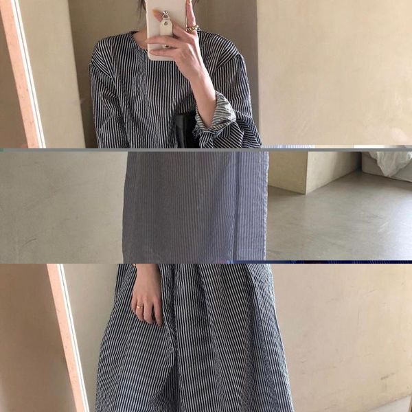 casual dresses retro stripe temperament loose dress autumn 2021 japanese style round neck long sleeve simplicity women's, Black;gray
casual dresses retro stripe temperament loose dress autumn 2021 japanese style round neck long sleeve simplicity women's, Black;gray