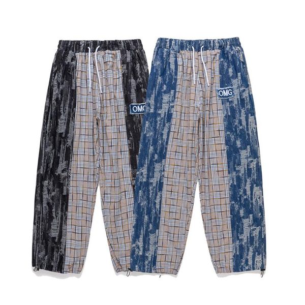 men's pants 2021 autumn winter usa plaids patchwork string denim trousers casual embroidery sweatpants men women joggers, Black
men's pants 2021 autumn winter usa plaids patchwork string denim trousers casual embroidery sweatpants men women joggers, Black