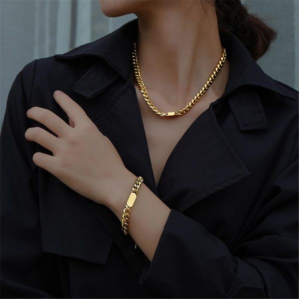 pendant necklaces 316l stainless steel hip hop trend thick chain non-fading necklace and bracelet set jewelry, Silver
pendant necklaces 316l stainless steel hip hop trend thick chain non-fading necklace and bracelet set jewelry, Silver