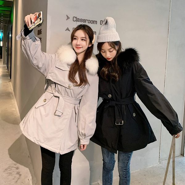 winter fur collar slim windbreaker jacket women medium long fashion parka white duck down coat adjustable waist 210520, Black
winter fur collar slim windbreaker jacket women medium long fashion parka white duck down coat adjustable waist 210520, Black