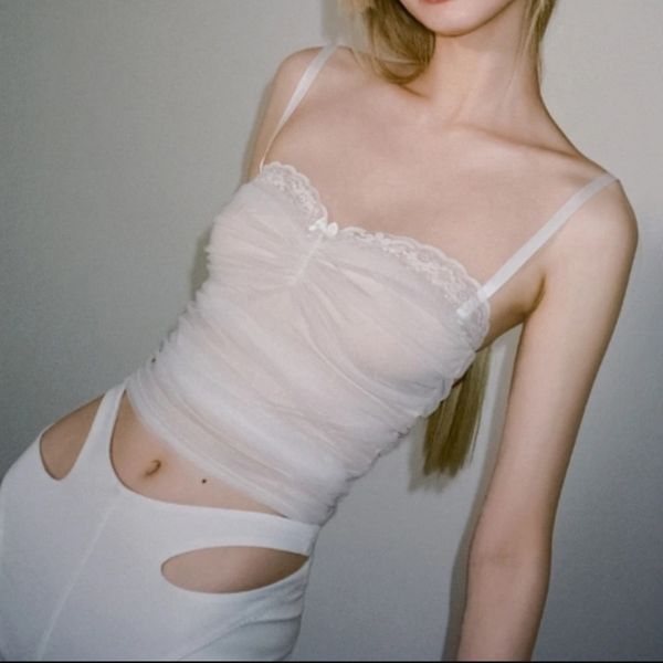 sweet cute girls lece camisole women summer mesh home wear slim soft crop female summer elegant college style tees 210518, White
sweet cute girls lece camisole women summer mesh home wear slim soft crop female summer elegant college style tees 210518, White