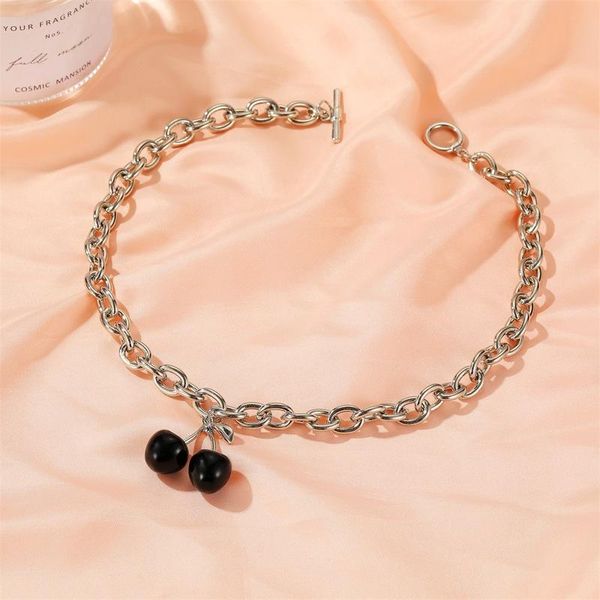 chains timeonly black cherry pendant necklaces for women girls alloy metal chain enamel chokers necklace statement party accessories, Silver
chains timeonly black cherry pendant necklaces for women girls alloy metal chain enamel chokers necklace statement party accessories, Silver