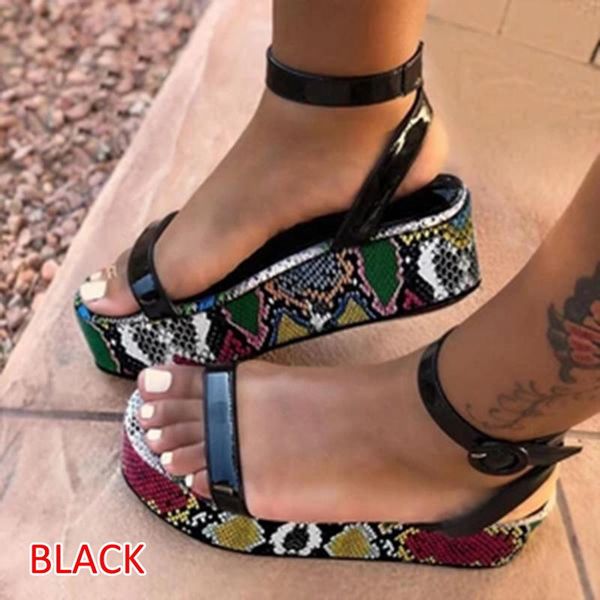 women open toe sandals ladies buckle strap snake print woman shoes casual platform female comfort beach summer, Black
women open toe sandals ladies buckle strap snake print woman shoes casual platform female comfort beach summer, Black