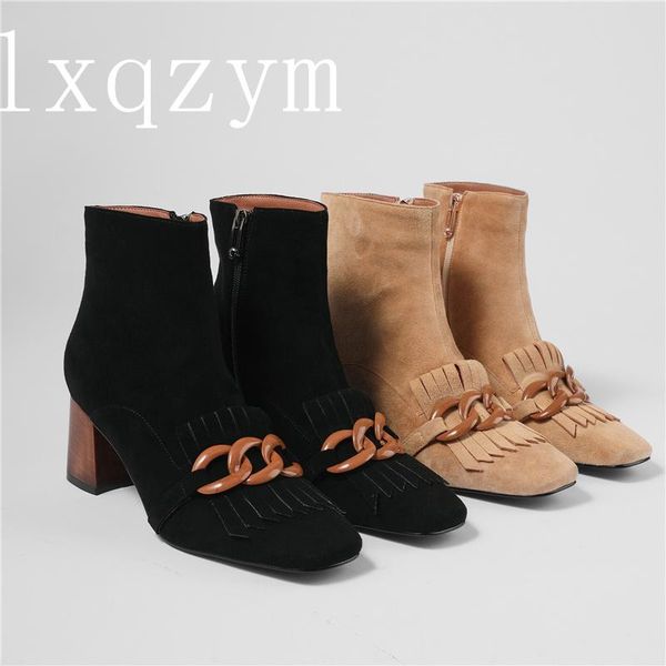 boots autumn winter women ankle kid suede shoes woman square toe chain side zipper female office thick heels fringe, Black
boots autumn winter women ankle kid suede shoes woman square toe chain side zipper female office thick heels fringe, Black