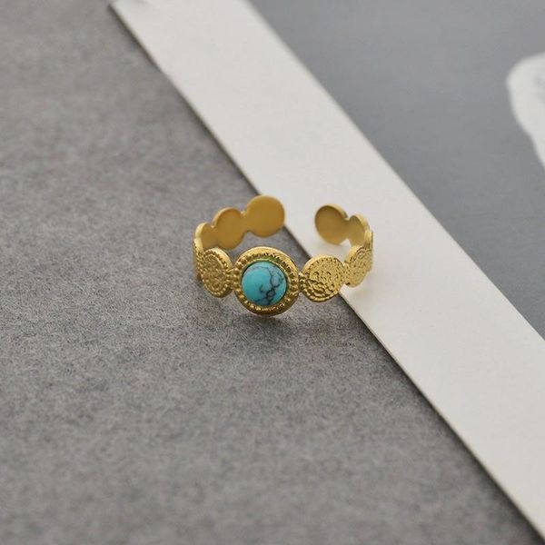 cluster rings bohemian round blue stone ring for women waterproof stainless steel gold circle textured opening women's jewelry party gi, Golden;silver
cluster rings bohemian round blue stone ring for women waterproof stainless steel gold circle textured opening women's jewelry party gi, Golden;silver