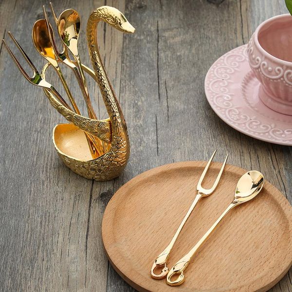 dinnerware sets 6pcs stainless steel forks spoon for fruit salad with swan holder set dessert utensils coffee cake tableware
dinnerware sets 6pcs stainless steel forks spoon for fruit salad with swan holder set dessert utensils coffee cake tableware