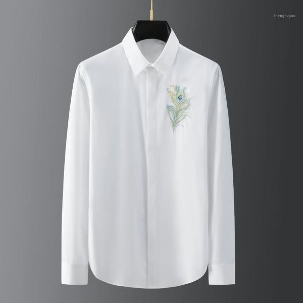 feather embroidery men shirt long sleeve slim chemise homme cotton business male dress shirts plus size men's, White;black
feather embroidery men shirt long sleeve slim chemise homme cotton business male dress shirts plus size men's, White;black
