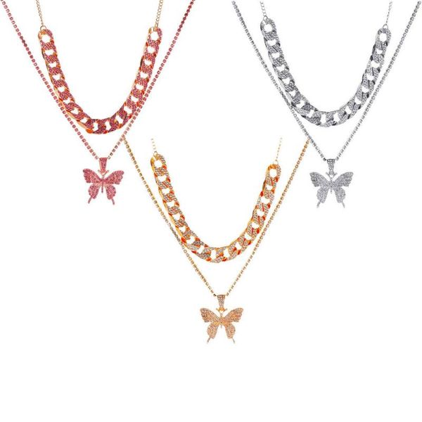 pendant necklaces 2 layer cuban punk butterfly necklace set rhinestones bling jewelry sparking fashion accessory for girls party, Silver
pendant necklaces 2 layer cuban punk butterfly necklace set rhinestones bling jewelry sparking fashion accessory for girls party, Silver