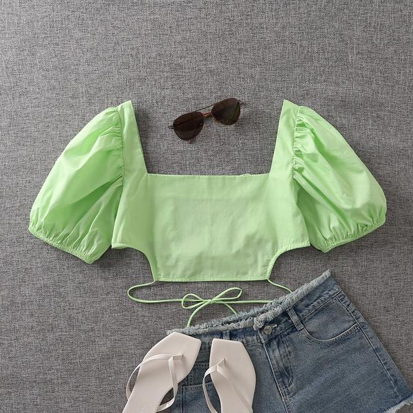 women's t-shirt vogue casual women square collar puff sleeves blouse tide summer fashion ladies high street shirt female solid color sh, White
women's t-shirt vogue casual women square collar puff sleeves blouse tide summer fashion ladies high street shirt female solid color sh, White