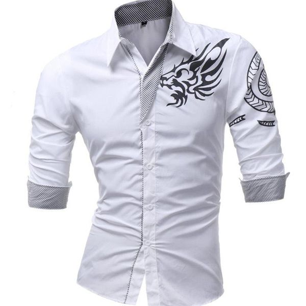 men's dress shirts 2021 casual dragon print long sleeve shirt / slim stylish, White;black
men's dress shirts 2021 casual dragon print long sleeve shirt / slim stylish, White;black