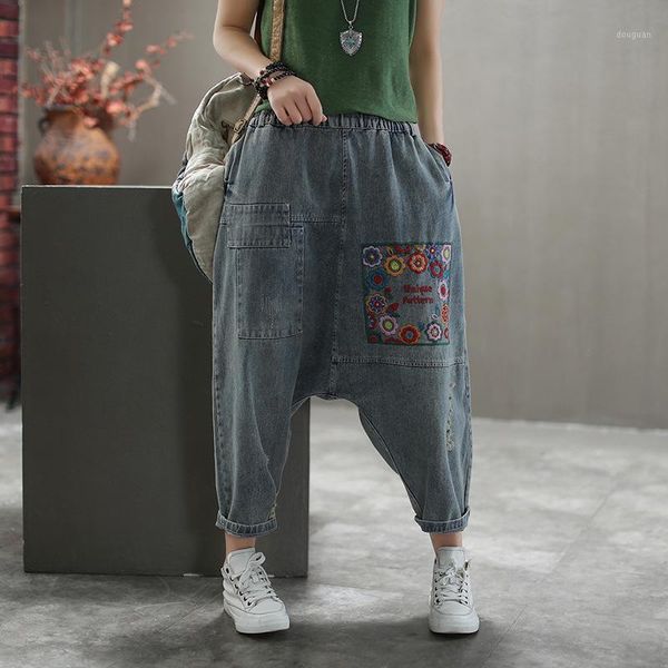 women's pants & capris embroidered jeans artistic loose cropped retro plus size harem, Black;white
women's pants & capris embroidered jeans artistic loose cropped retro plus size harem, Black;white