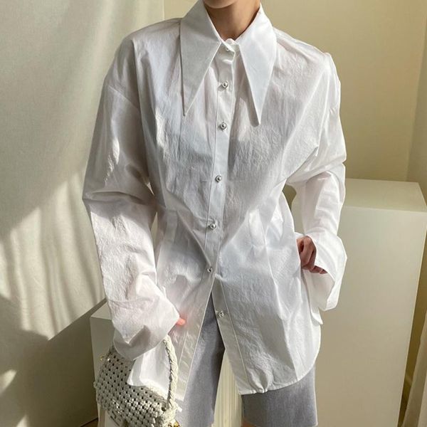 women's polos korea chic early autumn niche temperament pointed collar loose solid color all-match pearl button long-sleeved shirt wome, White
women's polos korea chic early autumn niche temperament pointed collar loose solid color all-match pearl button long-sleeved shirt wome, White