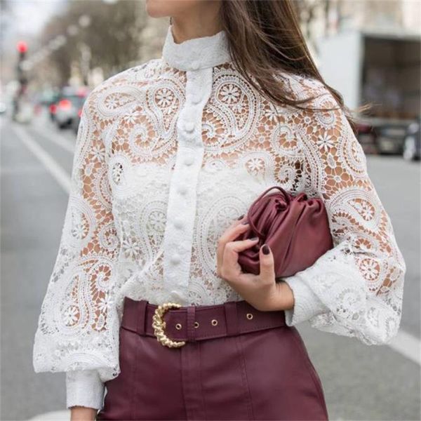 women's blouses & shirts spring autumn lace shirt with stand-up collar button decoration hook flower hollow blouse women 2021, White
women's blouses & shirts spring autumn lace shirt with stand-up collar button decoration hook flower hollow blouse women 2021, White