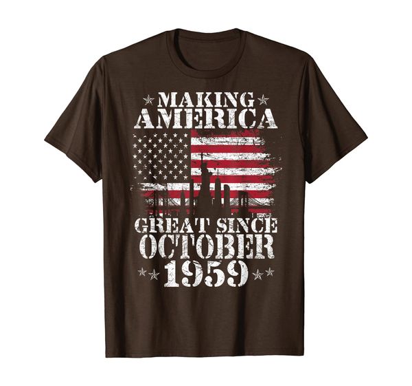 making america great since october 1959 60th birthday gift t-shirt, White;black
making america great since october 1959 60th birthday gift t-shirt, White;black