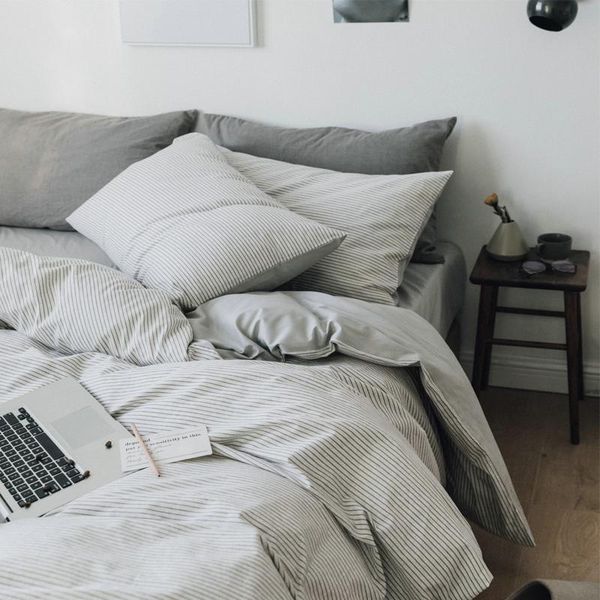 nordic simple cotton four-piece suit stripe gray neutral home textiles plus duvet cover bed sheet bedding sets
nordic simple cotton four-piece suit stripe gray neutral home textiles plus duvet cover bed sheet bedding sets
