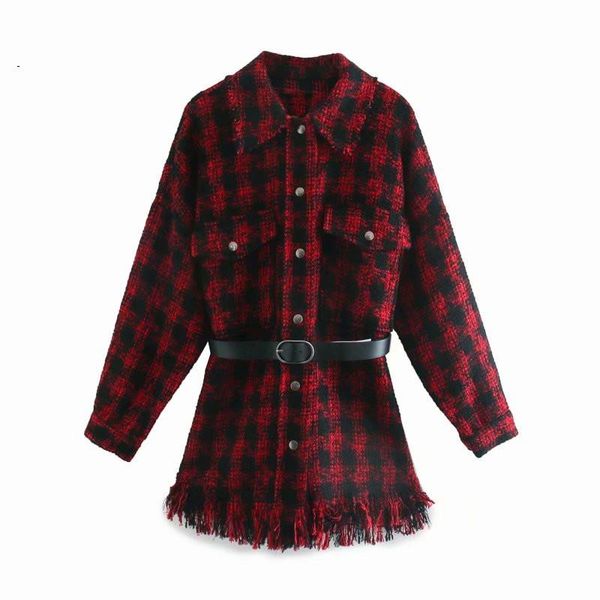 women red houndstooth oversized tweed jacket fall fashion plaid blend coat belted tassel checked outerwear jackets for women's, Black;brown
women red houndstooth oversized tweed jacket fall fashion plaid blend coat belted tassel checked outerwear jackets for women's, Black;brown