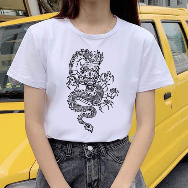 women's t-shirt latest dragon totum o-neck printing casual short-sleeved street harajuku top, White
women's t-shirt latest dragon totum o-neck printing casual short-sleeved street harajuku top, White