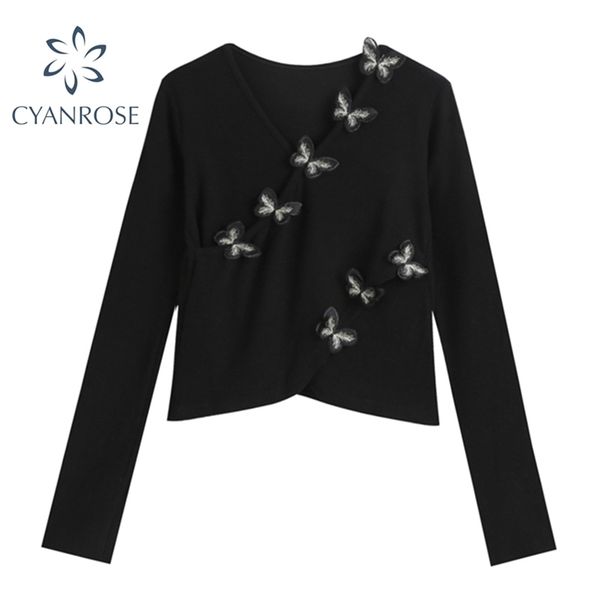 3d butterfly design v neck t shirt women crop long sleeve elegant stylish tees female bodycon stretchy spring slim ins 210515, White
3d butterfly design v neck t shirt women crop long sleeve elegant stylish tees female bodycon stretchy spring slim ins 210515, White