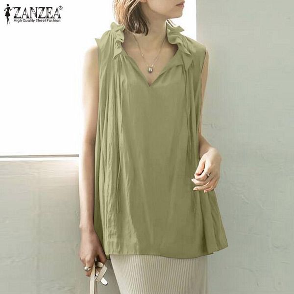 women's blouses & shirts zanzea 2021 women lace up summer tunic shirt chemise solid casual sleeveless blusas female clothing stylish v, White
women's blouses & shirts zanzea 2021 women lace up summer tunic shirt chemise solid casual sleeveless blusas female clothing stylish v, White