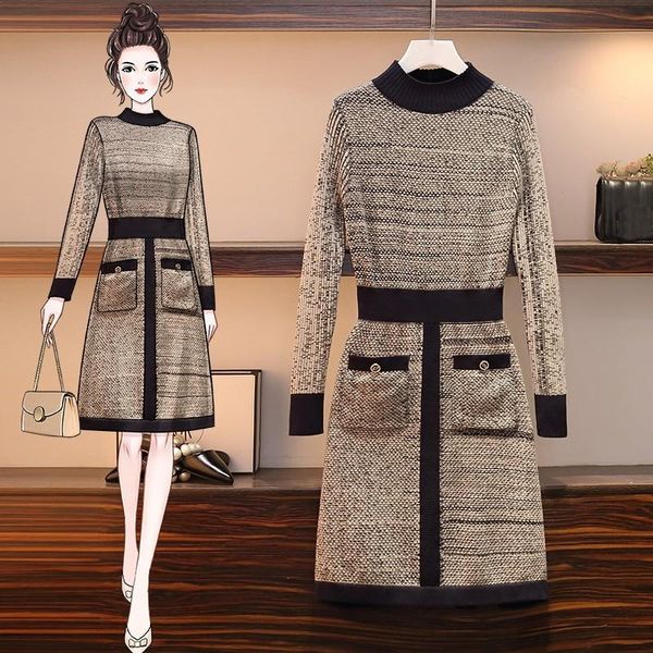 casual dresses women knitted patchwork mini dress pocket o-neck sweater autumn winter plus size lady clothes vestidos mujer 2021, Black;gray
casual dresses women knitted patchwork mini dress pocket o-neck sweater autumn winter plus size lady clothes vestidos mujer 2021, Black;gray