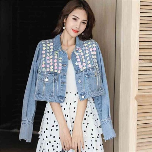 spring women elegant fashion denim jacket womens streetwear sequined tassel long sleeve short outerwear female 210519, Black;brown
spring women elegant fashion denim jacket womens streetwear sequined tassel long sleeve short outerwear female 210519, Black;brown