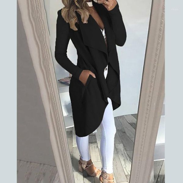women's trench coats autumn winter open front cardigan pocket irregular coat long midi outwear outers clothes 2021 femme1, Tan;black
women's trench coats autumn winter open front cardigan pocket irregular coat long midi outwear outers clothes 2021 femme1, Tan;black