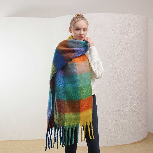 plaid scarf female warm thickened thick tassel lengthened wool male autumn and winter imitation cashmere scarf, Blue;gray
plaid scarf female warm thickened thick tassel lengthened wool male autumn and winter imitation cashmere scarf, Blue;gray