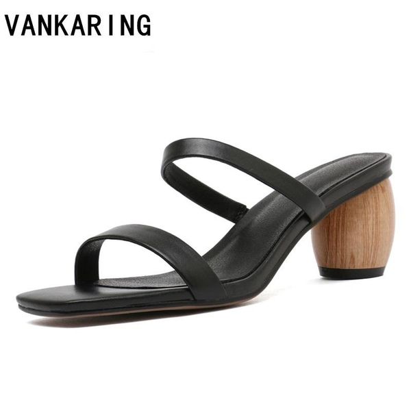 ladies slipper round wood high heels genuine leather open toe women sandals party dress shoes spring summer footwear sandal, Black
ladies slipper round wood high heels genuine leather open toe women sandals party dress shoes spring summer footwear sandal, Black