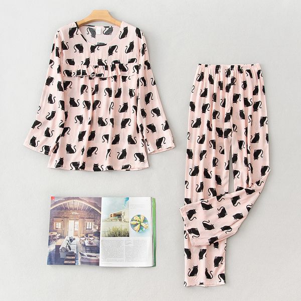 women's sleepwear women viscose pajamas set 2 pieces printing cute lady long-sleeved trousers spring autumn striped female p76z, Black;red
women's sleepwear women viscose pajamas set 2 pieces printing cute lady long-sleeved trousers spring autumn striped female p76z, Black;red