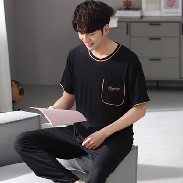 women's sleepwear modal pajamas set black candy color short sleeve 0-neck shirt pants big size man casual fashion simple homewear, Black;red
women's sleepwear modal pajamas set black candy color short sleeve 0-neck shirt pants big size man casual fashion simple homewear, Black;red