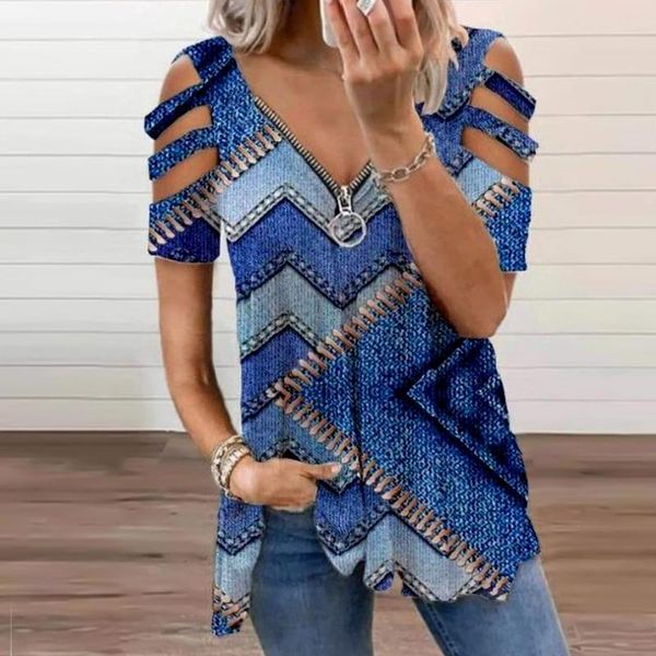 women's blouses & shirts vintage zipper hollow out short sleeve blouse women casual retro printed v-neck tee shirt summer loose, White
women's blouses & shirts vintage zipper hollow out short sleeve blouse women casual retro printed v-neck tee shirt summer loose, White
