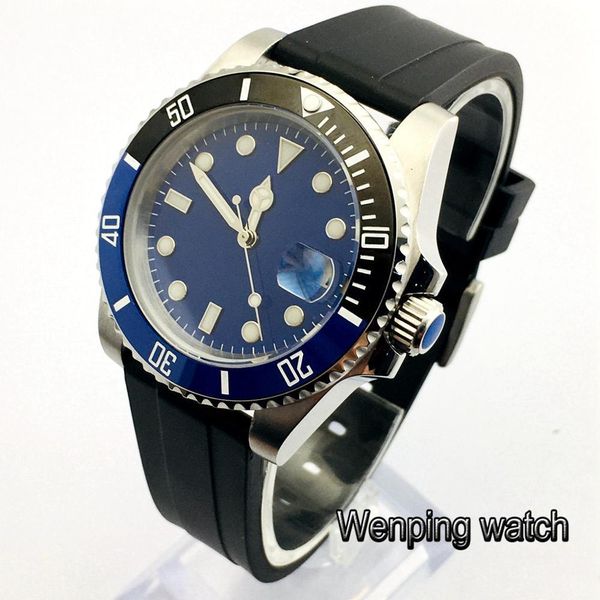 40 mm saffron glass ceramic tablecloth blue sterile dial date window automatic rubber strap man business clock, Slivery;brown
40 mm saffron glass ceramic tablecloth blue sterile dial date window automatic rubber strap man business clock, Slivery;brown