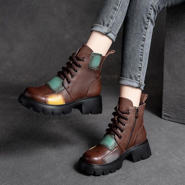 boots gktinoo women ankle winter 2021 genuine leather shoes zip round toe wedges retro mixed colors platform short, Black
boots gktinoo women ankle winter 2021 genuine leather shoes zip round toe wedges retro mixed colors platform short, Black